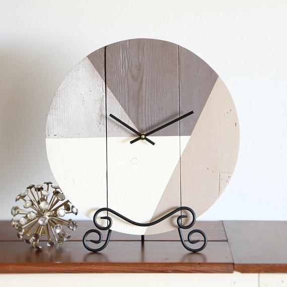 15" wall clock. Geometric wall clock. Modern home decor. Wood clock. Rustic Modern. Modern Rustic. Boho decor. Modern design. Wood art.