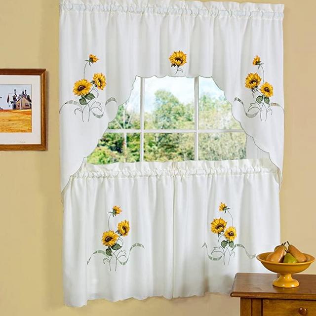 Achim Home Furnishings SSTS36YL12 Sunshine Tier and Swag Set, 58-Inch by 36-Inch, Ivory/Cream