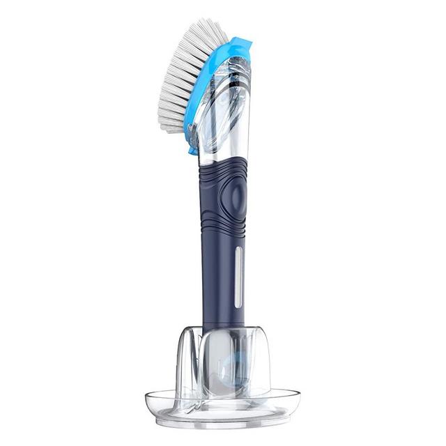 MR.SIGA Soap Dispensing Dish Brush Storage Set, Kitchen Brush with Holder for Pot Pan Sink Cleaning, 1 Set