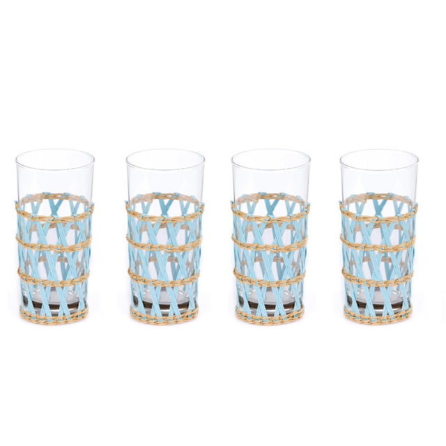 Island Wrapped Ice Tea Light Blue, Set of 4