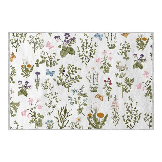 Artoid Mode Wild Floral Antique Herbs Door Mat, Spring Fall Bath Rug Home Decor Low-Profile Non-Slip Washable Area Rug for Entryway Bedroom Bathroom Laundry Room Indoor 2x3 Feet