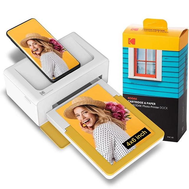 Kodak Dock Plus 4x6 Instant Photo Printer – Bluetooth Portable Photo Printer Full Color Printing – Mobile App Compatible with iOS and Android – Convenient and Practical - 80 Sheet Bundle