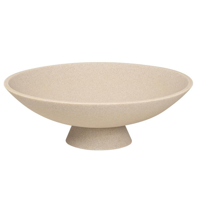 Decorative fruit bowl for Home Decor Large Modern Handicraft Key Bowl for Entryway Table Stylish Centerpiece Purse Bowl Pedestal bowl for Kitchen Counter Coffee Table(Artificial Stone Beige)