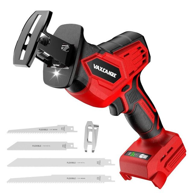 Cordless Reciprocating Saw for Milwaukee Battery, 3 Variable Speed 0-3500 Brushless Motor, Tool-free Blade Change, 4 Saw Blade Potable Recipro kit for Wood/Metal/PVC Cuts - Tool Only