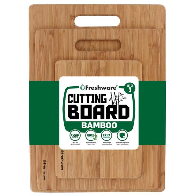 Freshware Bamboo Cutting Boards, 3-Pieces