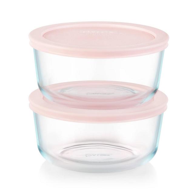 Pyrex 4pc 4 Cup Round Glass Food Storage Value Pack - Pink