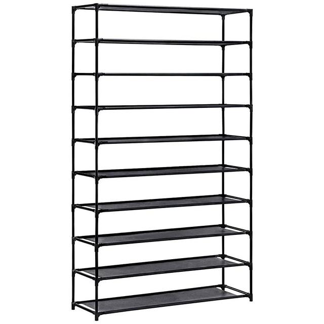 YOUDENOVA 10 Tiers Shoe Rack, 50 Pairs Tall Shoe Rack Organizer, Non-Woven Fabric Shoe Storage Cabinet (Black)