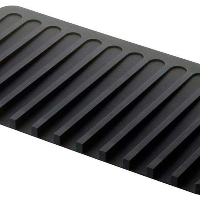 YAMAZAKI home 7448 Self Draining Tray-Drying Board, Dish Drainer Mat, Black