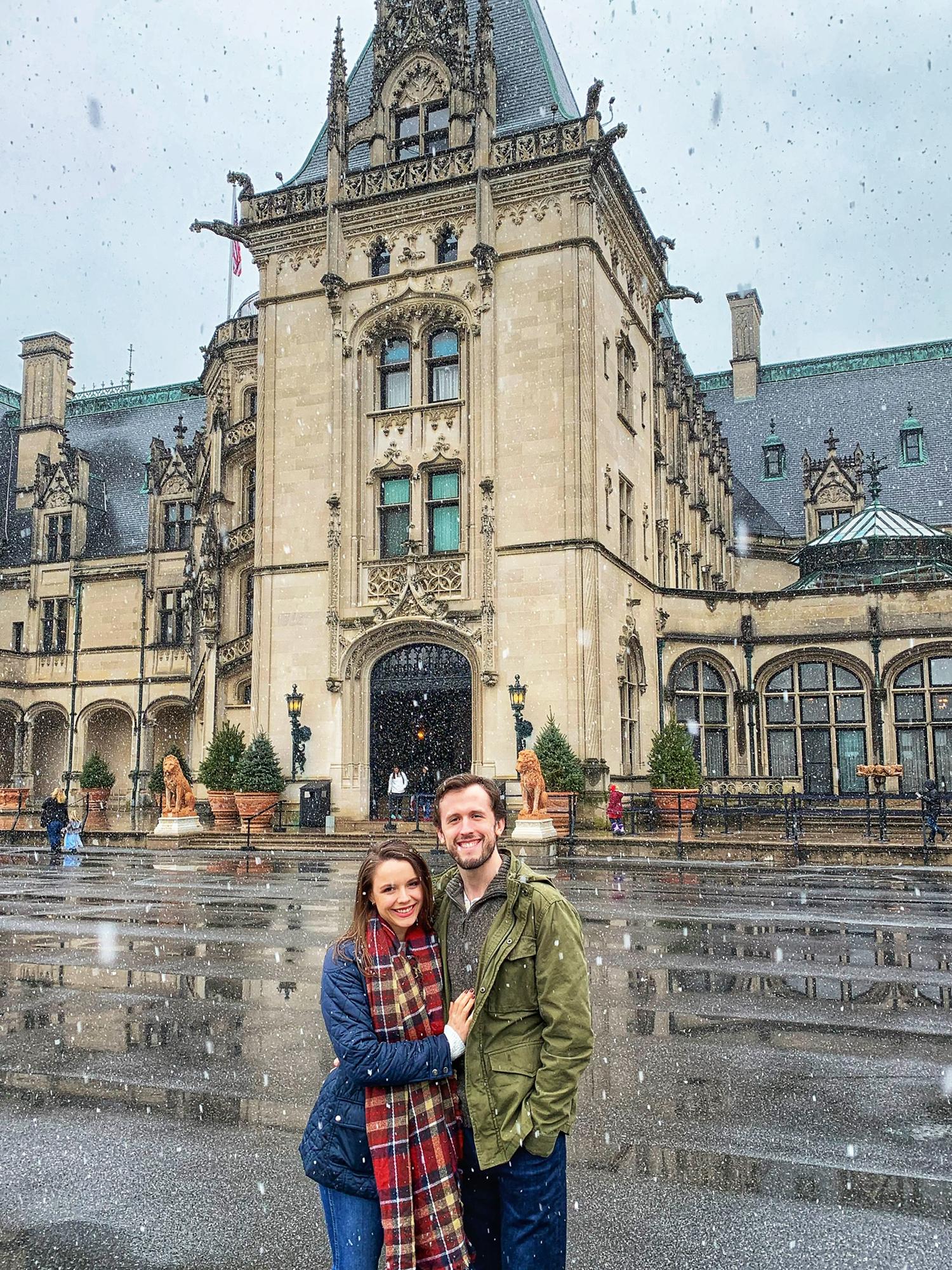 Right before lock down in February 2020 we celebrated our four year anniversary in the snow at Biltmore.