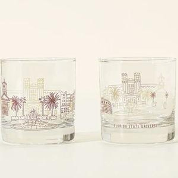 FSU College Cityscape Rocks Glasses - Set of 4