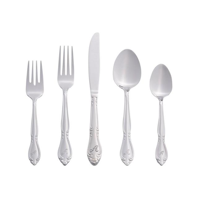RiverRidge 46pc Silverware Set Rose Pattern Silver Finish