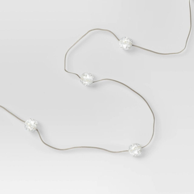 Cracked Orb Fairy String Lights White - Room Essentials™: LED Indoor Decor, USB & Battery Powered, 14ft Length