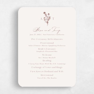 Brown Rounded Wedding Program - Hazel
