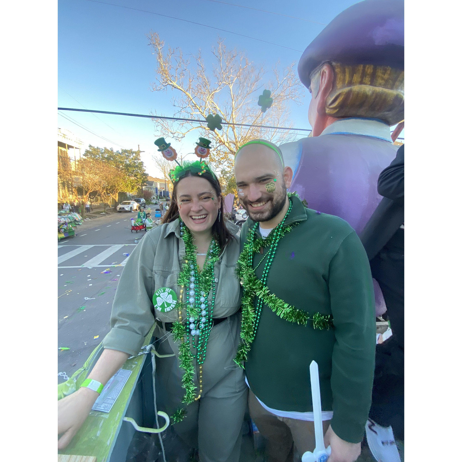 Riding in our first parade together on St. Patrick's Day!