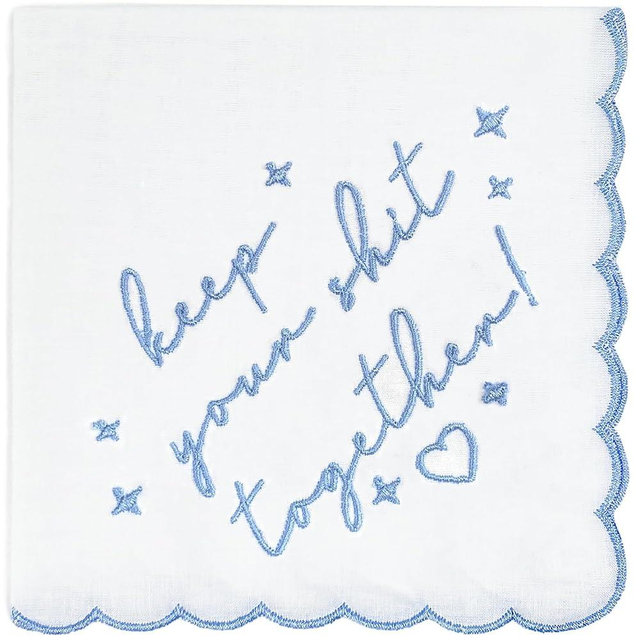 LADY&HOME Something Blue Gift for Bride Embroidered Wedding Handkerchief-Wedding Day Keepsake