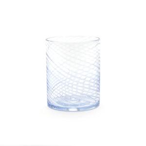 BULLSEYE BLUE Saban Glass Hand-Blown Twisty Tumbler Glass, Set of 4