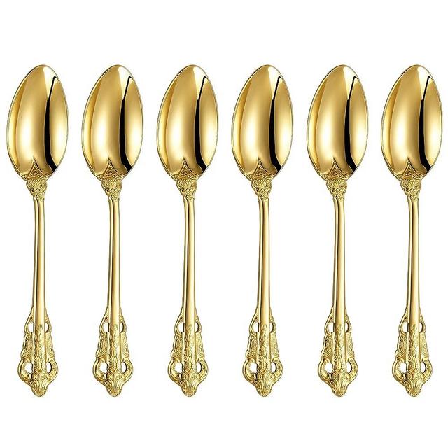 KEAWELL Luxurious 5.1-Inch Espresso Spoons Set - 6 Pcs- Gold Mini Coffee Spoon, 18/10 Stainless Steel - Gorgeous Design with Exceptional Mirror Polished Finish - Ideal for Stirring Coffee, Desserts