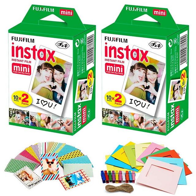 FUJIFILM Polaroid Film Instax mini Instant Film-2 pk (2 x 20)|Includes 40 Photo Sheets, 60 Colorful Mini Photo Stickers-Fits Fuji Instax Mini Film 11, 9&8 Camera, Fuji SP-1, SP-2, Mini Polaroid Film