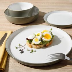 Sur La Table, Kitchen Essentials 16-Piece Two-Tone Porcelain