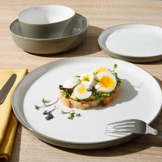 Kitchen Essentials 16-Piece Two-Tone Porcelain Dinnerware Set, Service for 4