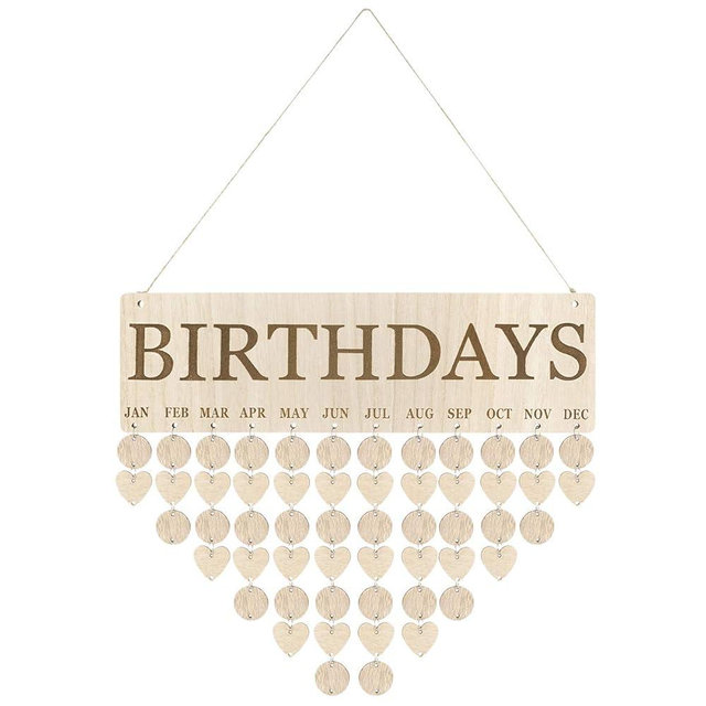 Famliy and Friends Birthdays Celebrations Reminder Calendar Wooden DIY Calendar Birthday Anniversary Reminder Hanging Decoration