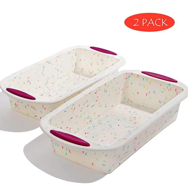 Gifbera Non-Stick Silicone Bread & Loaf Pan Set of 2 for Baking Bread Meatloaf Quiche Lasagna, 10 x 5 Inch, Good Grips, 2-Pack