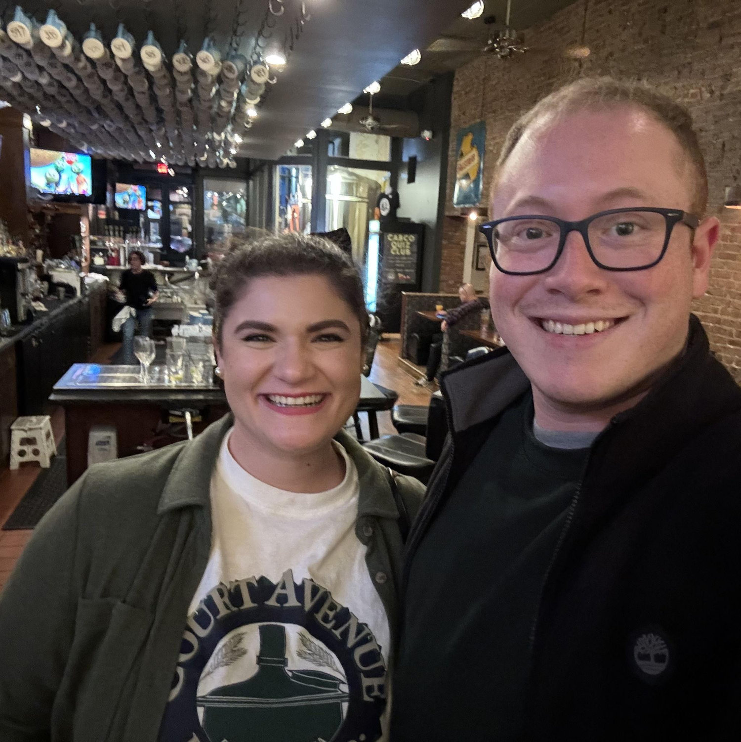 Nov 2023: Quality time at Court Avenue Restaurant and Brewing Co. ("CABCo"), Saylor found his favorite beers since first going in 2019 to meet the Carlson family!