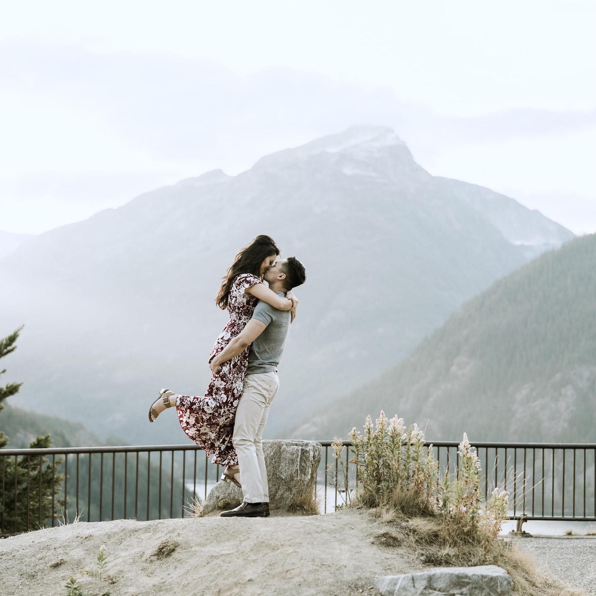 In Diablo Lake for our engagement shoot