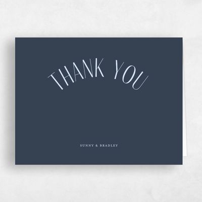 Grayed Navy, Blue Wedding Thank You - Lark Landscape