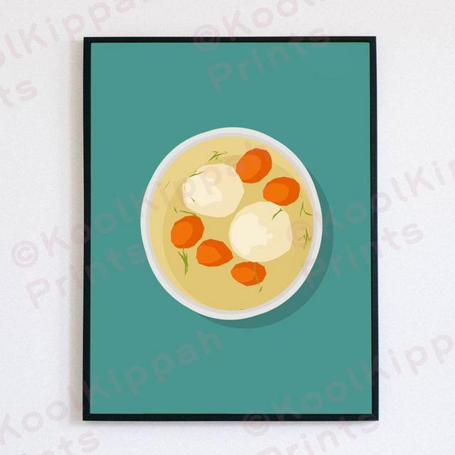 Matzah Ball Soup Poster | Food Art | Minimalist Vector Decor | KoolKippah Prints