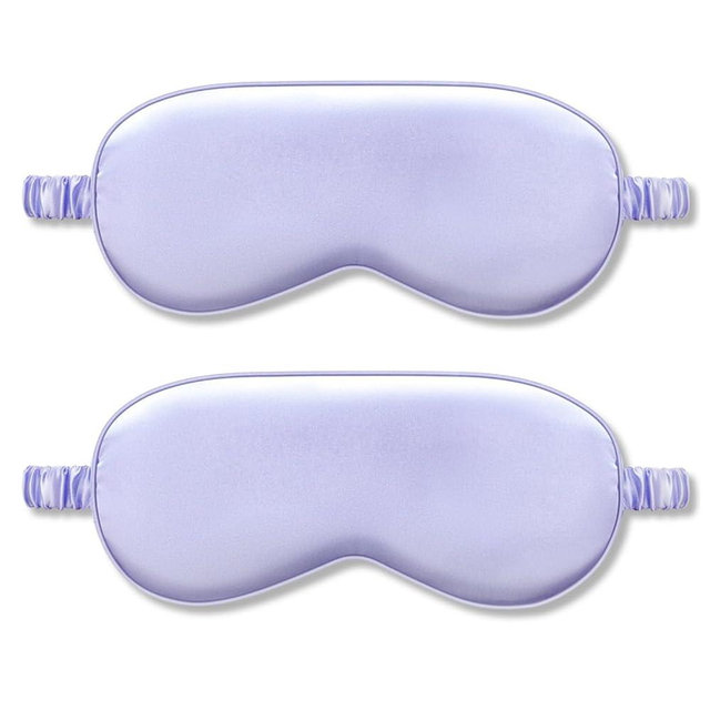2Pack Silk Sleep Mask,IEKEODI Eye Mask for Sleeping,Elastic Blackout Eye Mask & Blindfold for Full Night's Sleep,Travel and Nap(Purple)
