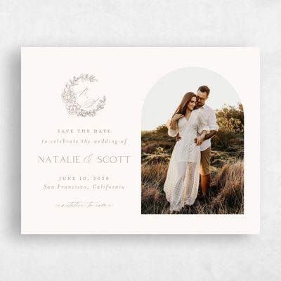 Rich Taupe, Beige Wedding Save the Date - Armoise Photo
