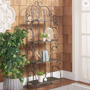 Angellyn Metal Weather Resistant Patio Shelving - Anitique Black