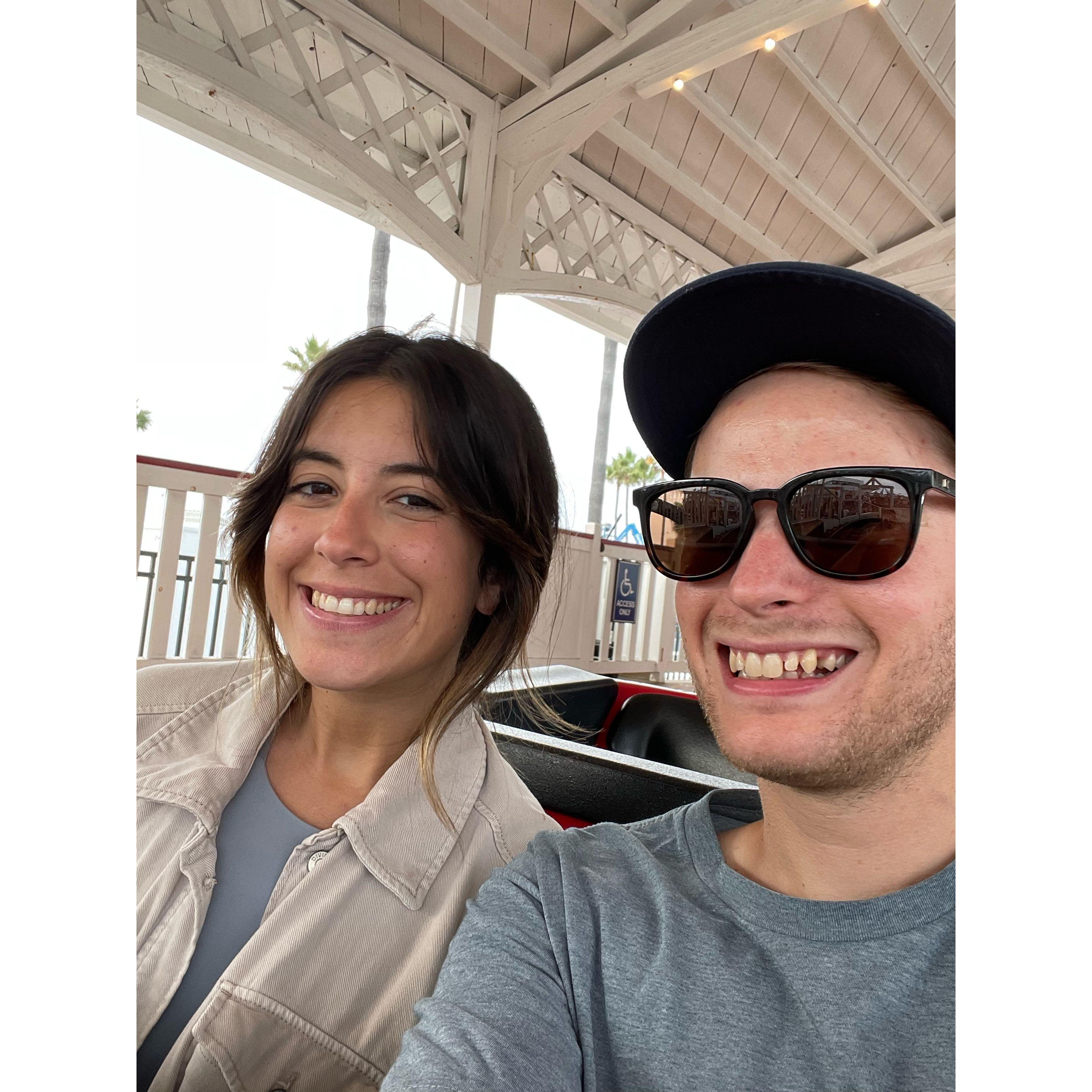 08/22: A photo of us on the Giant Dipper at Belmont Park.