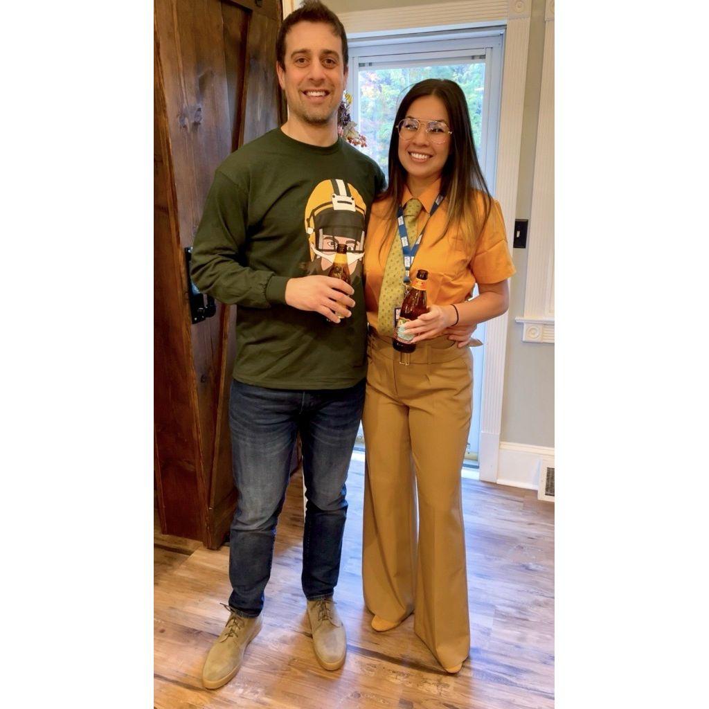 Halloween 2023: Keith channeling his celebrity doppelganger, Aaron Rodgers (minimal effort, maximum impact lol), and Bernadette fully embracing her inner Dwight Schrute from The Office.
