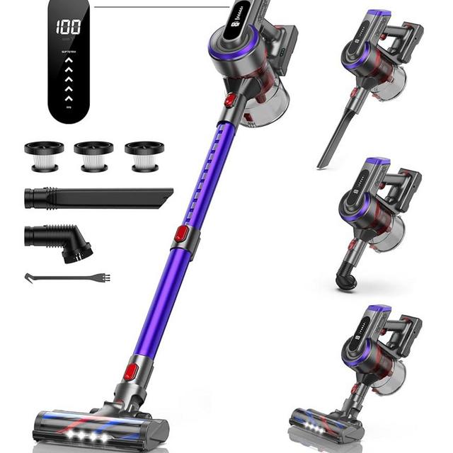 INTETURE Cordless Vacuum Cleaner, 450W 40Kpa Vacuum Cleaners for Home, Max 55Mins Anti-Tangle Stick Vacuum with Touch Display, Lightweight Handheld Vacuum Cleaner for Hardwood Floor Carpet Pet Hair