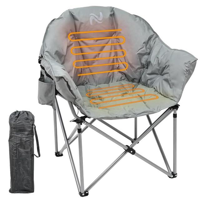 Slsy Heated Camping Chair Oversized, Outdoor Portable Heated Folding Chairs, Heated Foldable Chair Seat Supports 500 lbs, Heating Chair for Outdoor Sports, Camping, Patio, and Picnics