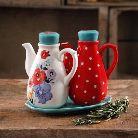 The Pioneer Woman Flea Market 5.75" Oil/Vinegar w/Tray Set