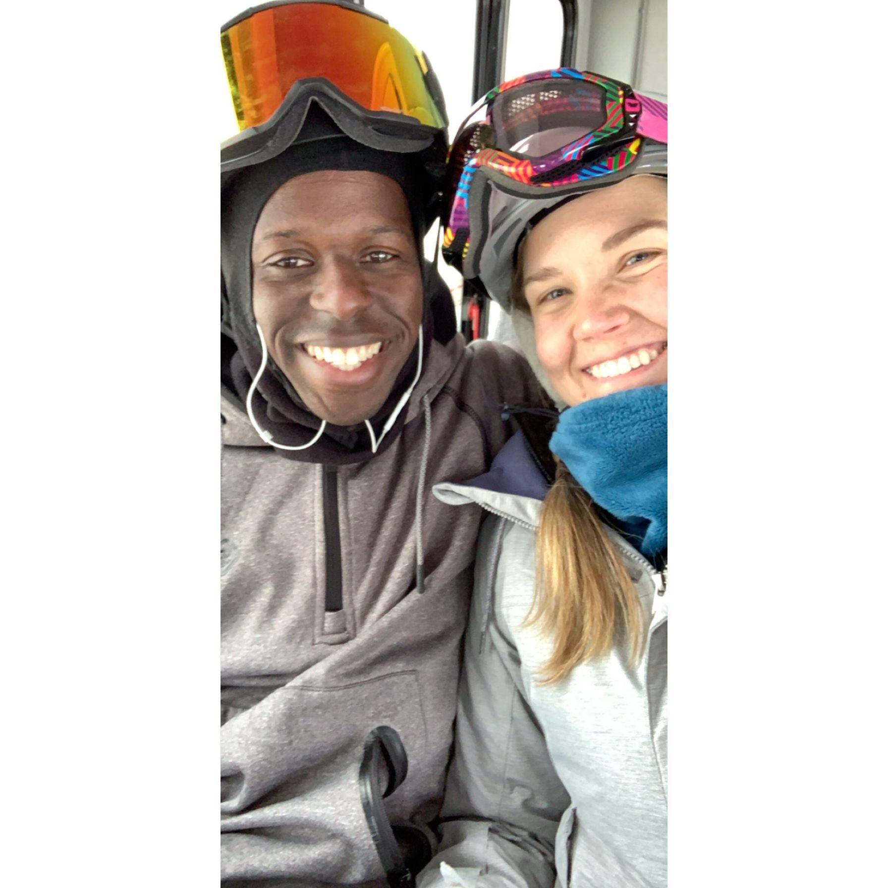 Helen attempts to snowboard, 2019