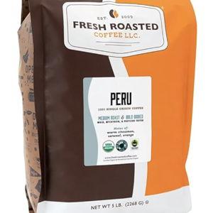 Organic Peru Flavor 80 oz bag. Fresh Roasted Coffee, USDA Organic Peru | 3rd Party Tested for Pesticides, Mold, Mycotoxins, Kosher | 100% Arabica, Specialty Grade, Med Roast 5 lb (80 oz) Whole Bean
