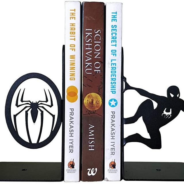 HeavenlyKraft Superhero Decorative Metal Bookend, Non Skid Book End, Book Stopper for Home/Office Decor/Shelves, 5.9 X 3.9 X 3.14 inch per Piece, Support Outside