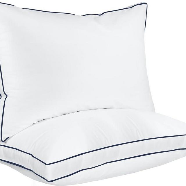 Utopia Bedding Bed Pillows for Sleeping King Size (Navy/White), Set of 2, Cooling Hotel Quality, Gusseted Pillow for Back, Stomach or Side Sleepers