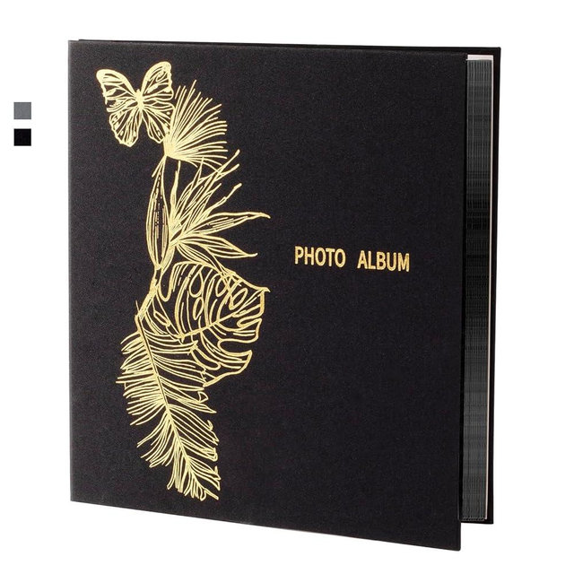 Totocan Photo Album 4x6 1000 Pockets, Extra Large Capacity Picture Album with Linen Cover with Gold Foil Stamping Patterns, Family, Baby, Wedding Album (4x6 Photos 1000 Pockets, Black)