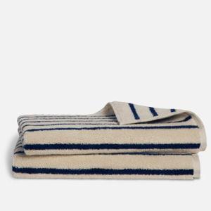 Super-Plush Turkish Cotton Hand Towels in Striped Midnight Navy, Set of 2