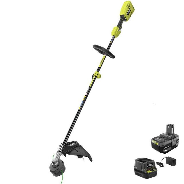 ONE+ 18-Volt Lithium-Ion Cordless Attachment Capable Brushless String Trimmer, 4.0 Ah Battery and Charger Included