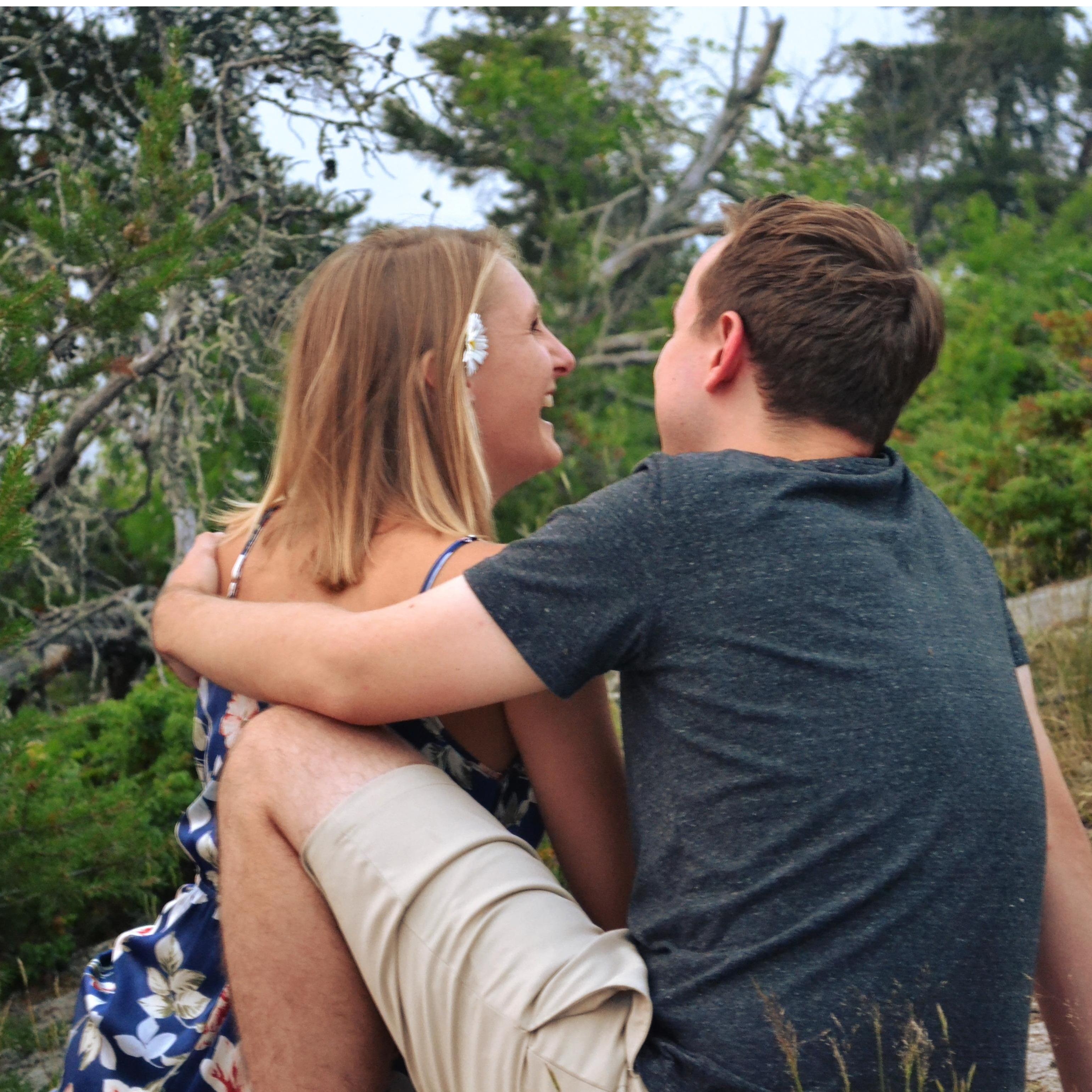 We sprung a surprise engagement picture session on Amanda's brother, Ben, who snapped some fantastic pictures along the shore of Lake of the Woods, where Amanda's family cabin is.
