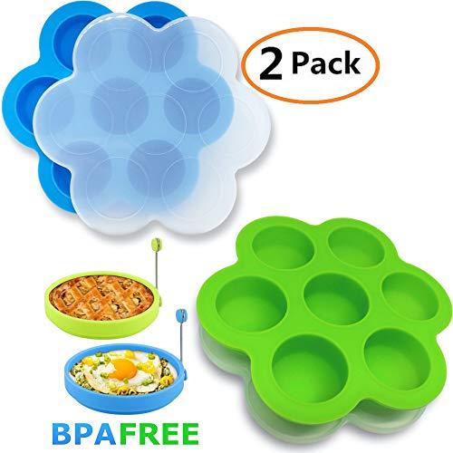 GOKCEN's Silicone Egg Bites Molds For Instant Pot Accessories - Fit Instant Pot 5,6,8 qt Pressure Cooker - Baby Food Freezer Tray with Lid - Reusable Storage Container - 2 Pack