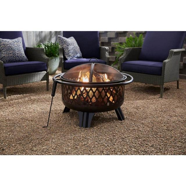 Piedmont 30 in. Steel Fire Pit in Black with Poker