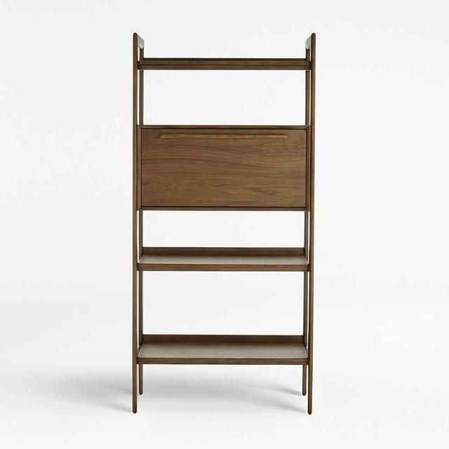 Tate Walnut Bookcase Bar Cabinet
