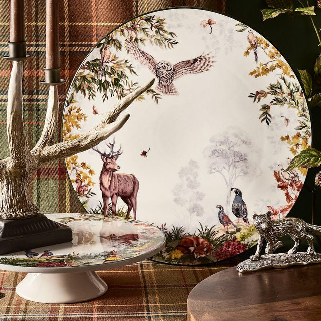 Fantastical Forest Stoneware Round Serving Platter - Multi